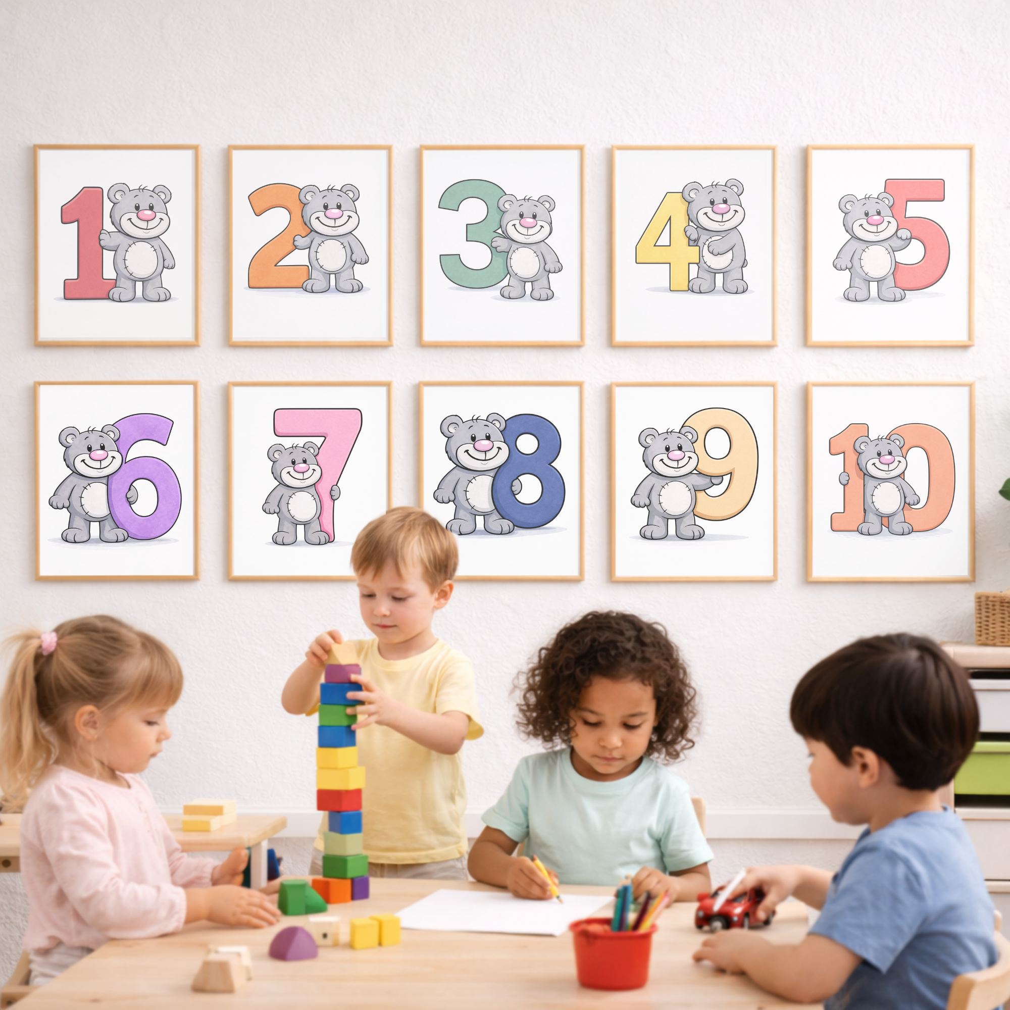 Learn number 2 Ppster for kids – minibear printable wall art