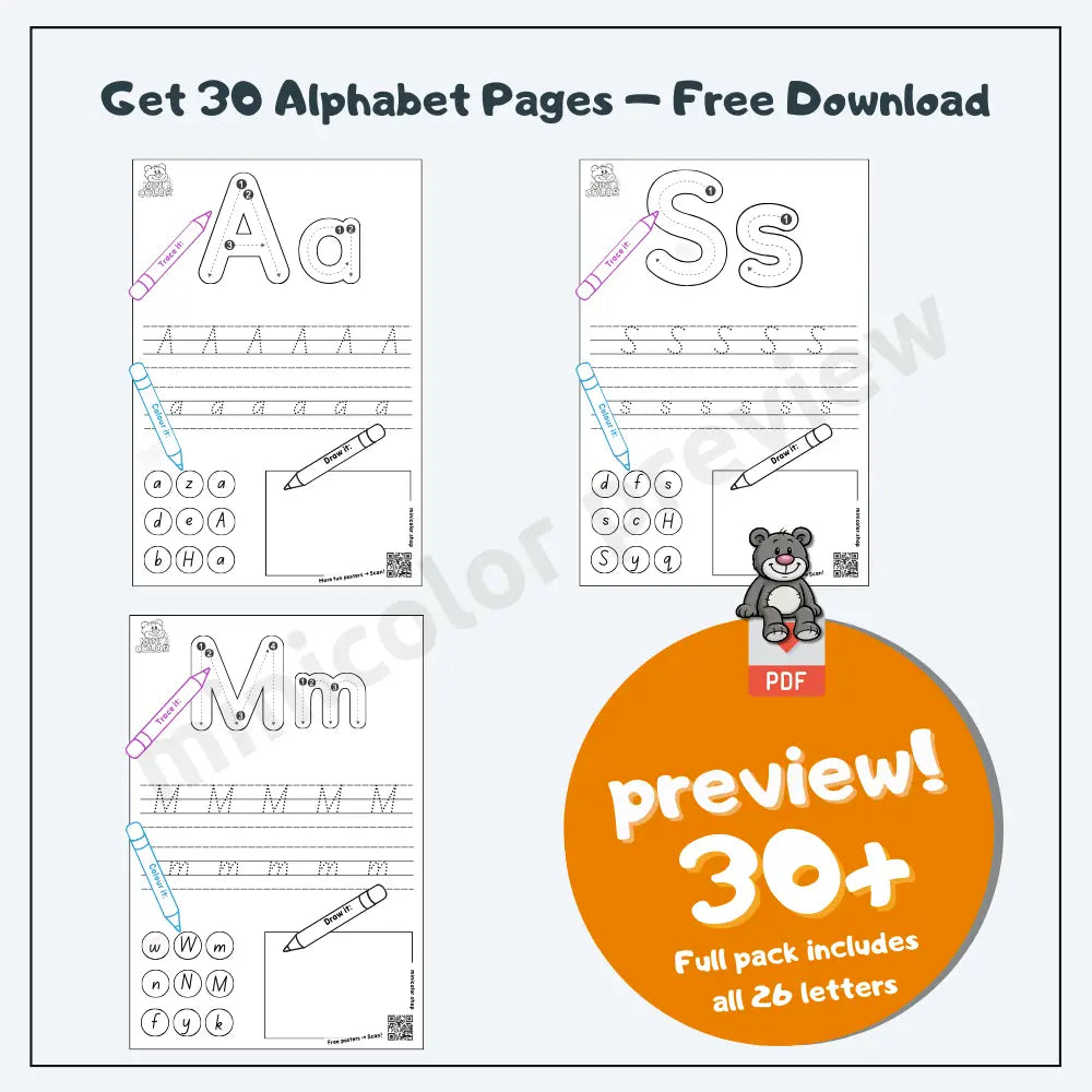 Minischool Alphabeat Work Sheet (Free) Printable Poster