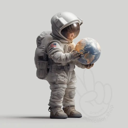 Astronaut holding Earth closeup Printable Poster