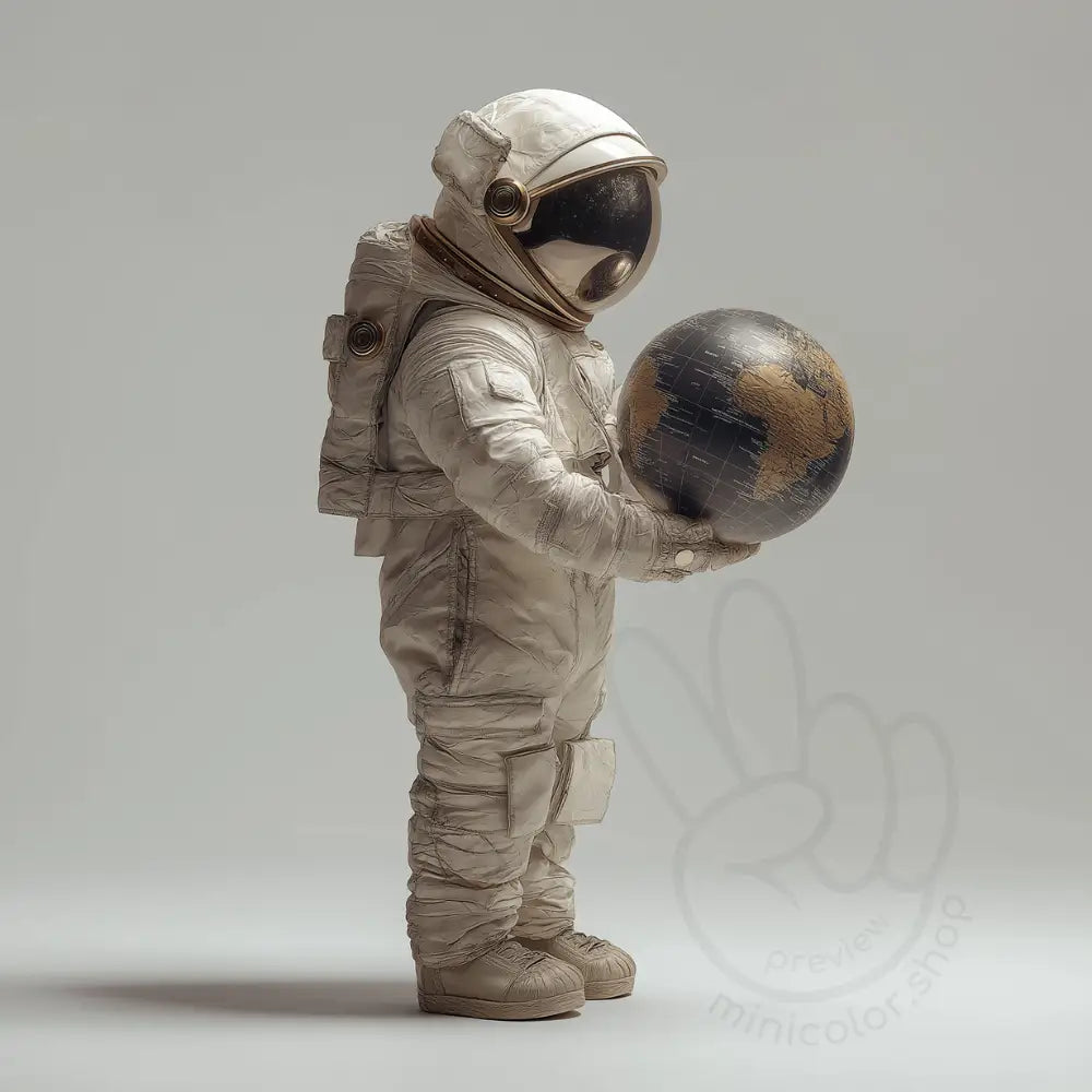 Astronaut printable poster for kids holding Earth space nursery wall art