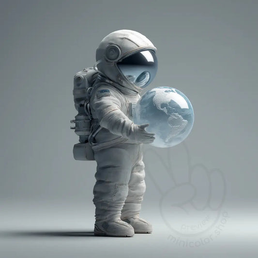 Astronaut holding blue planet Printable Poster
