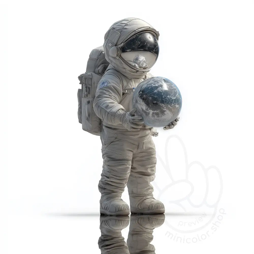 Astronaut standing with globe Printable Poster