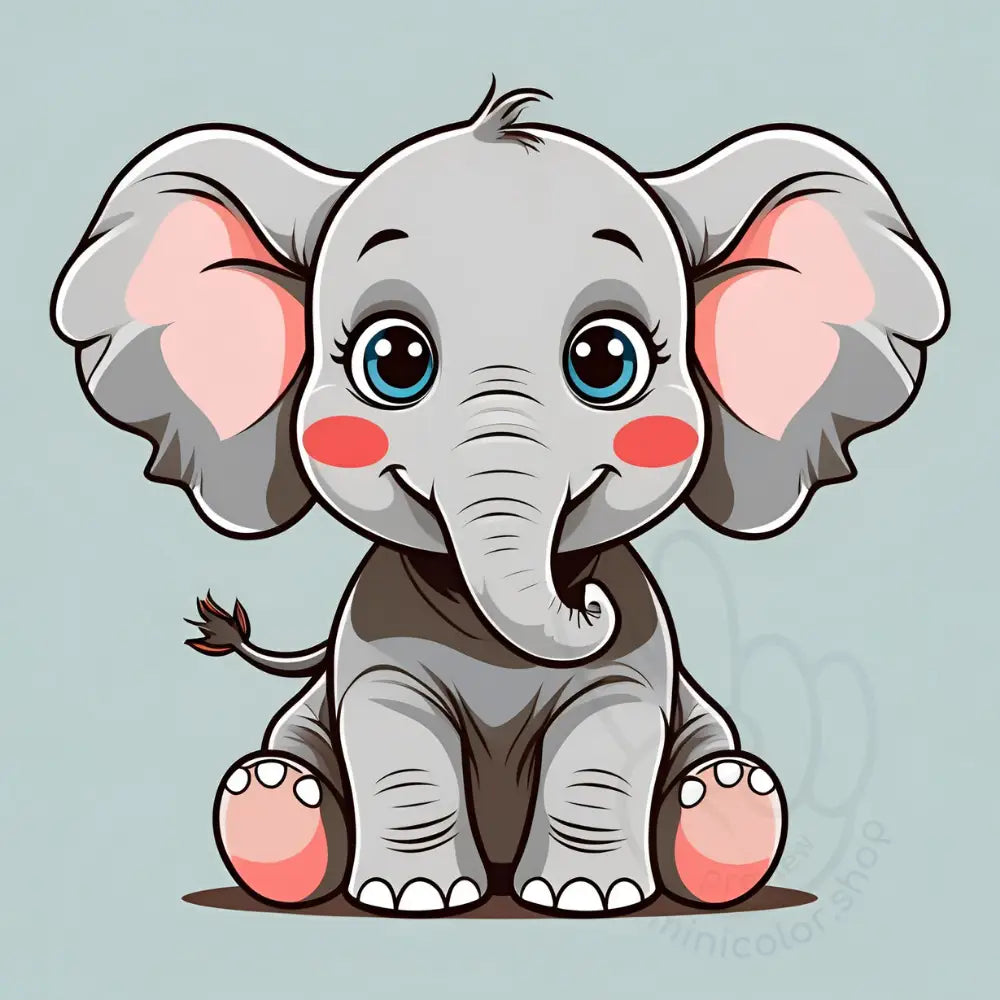 Baby elephant sitting on light grey background