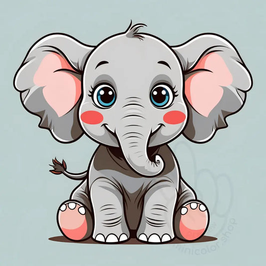 Baby elephant sitting on light grey background