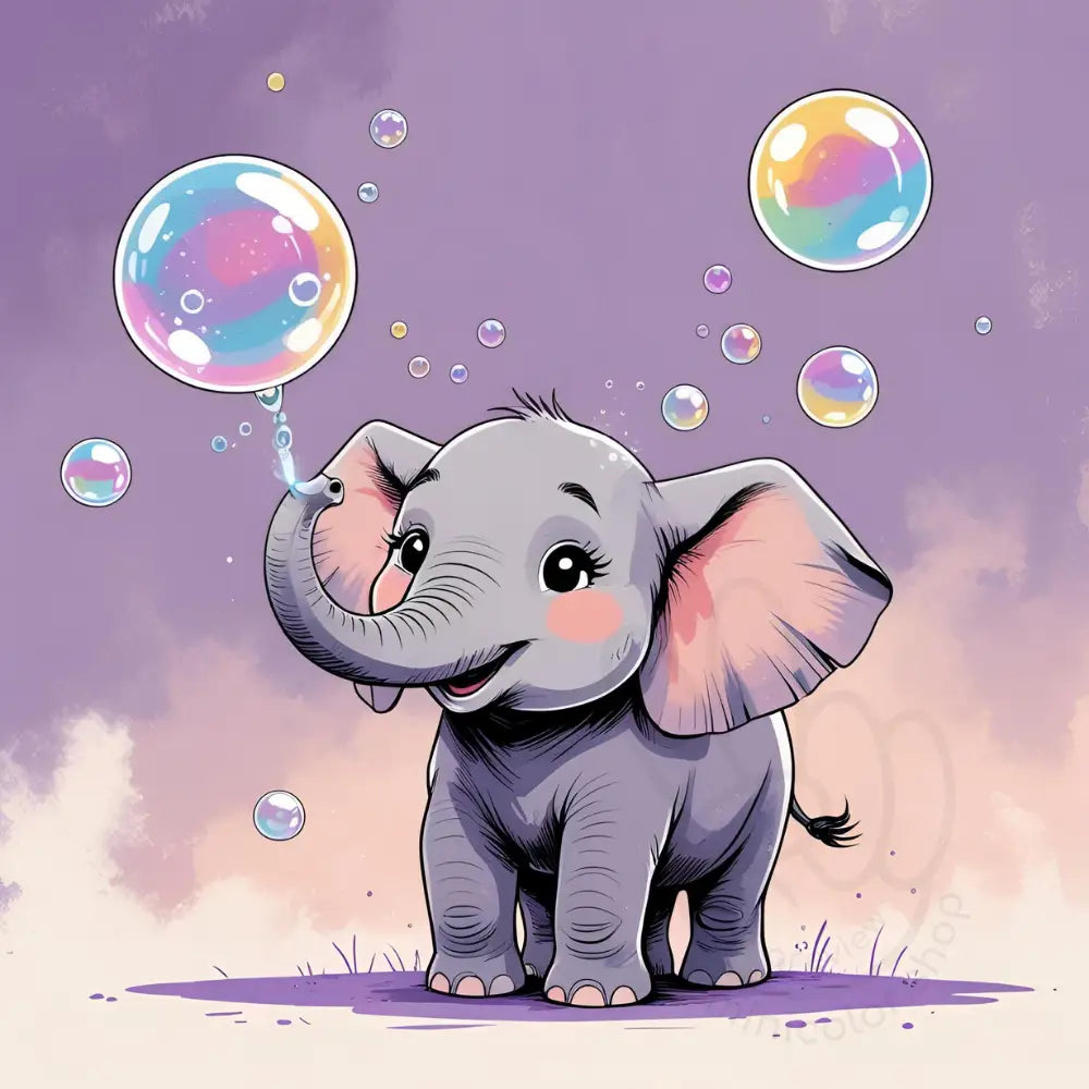 Baby elephant with bubbles