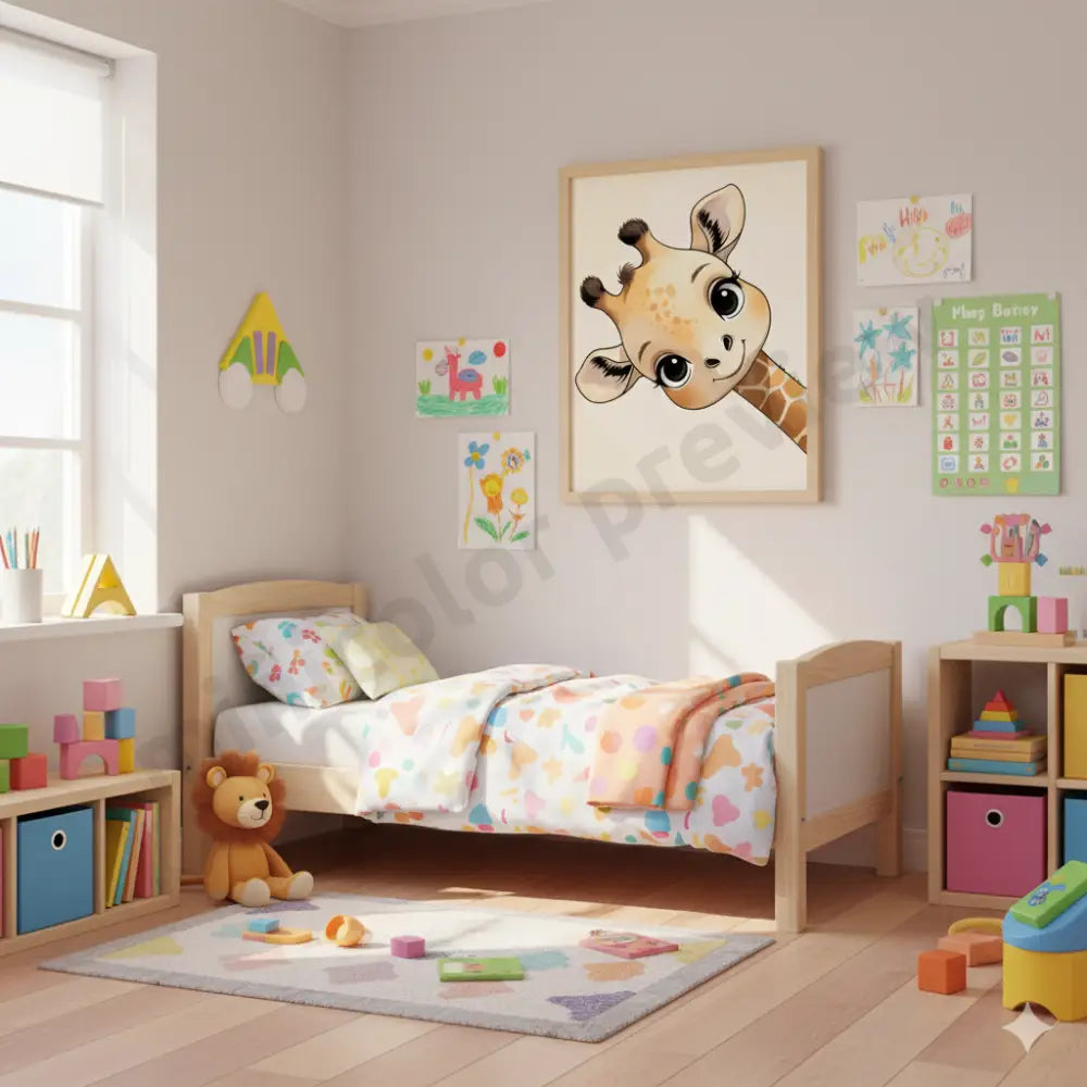 Baby giraffe closeup with big eyes Printable Poster