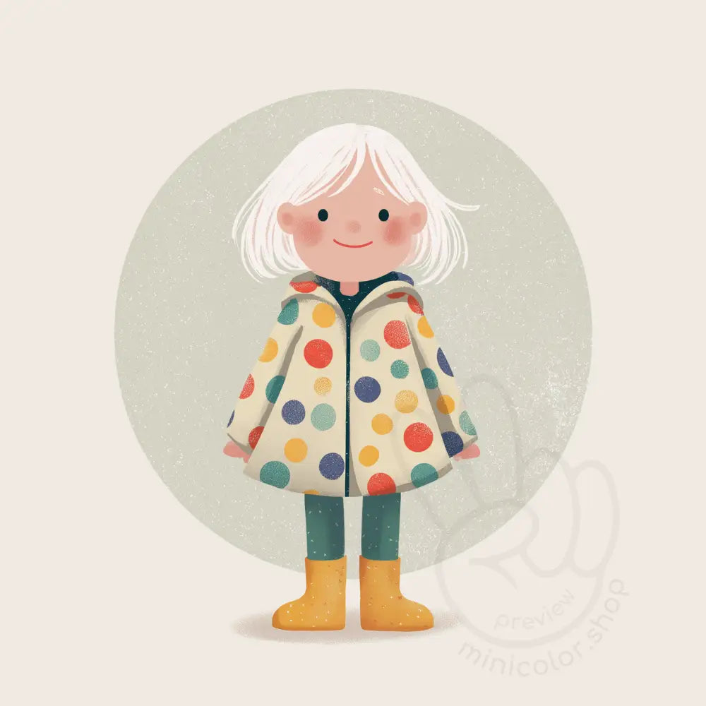 Blonde girl in dotty coat