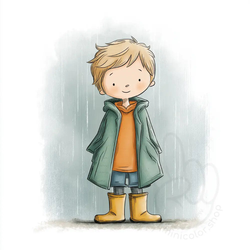 Boy in green coat
