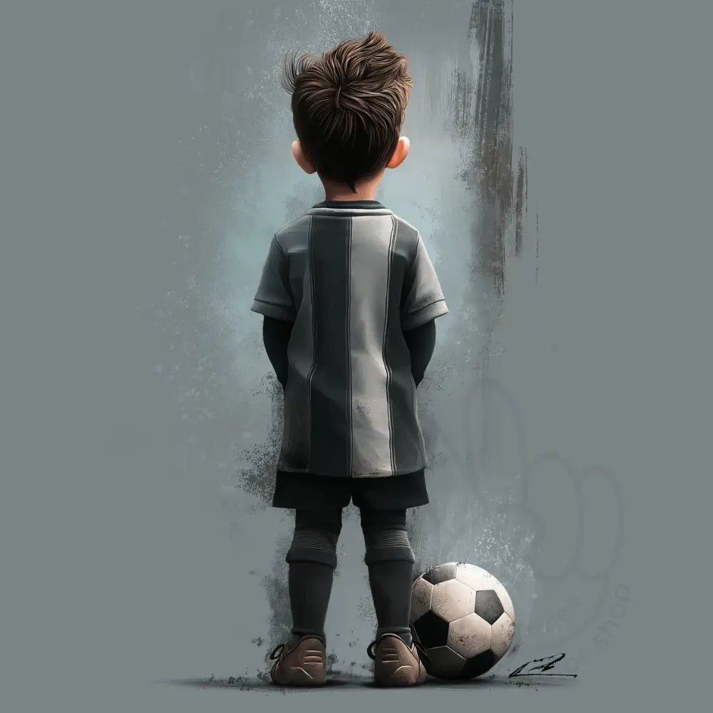 Boy seen from behind with football Printable Poster