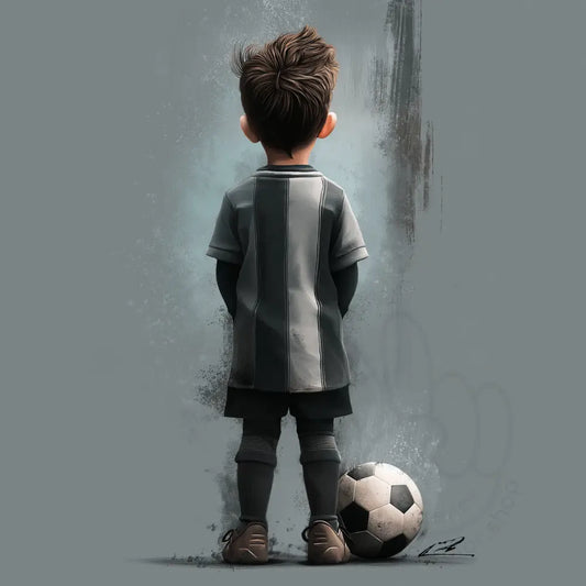 Boy seen from behind with football Printable Poster