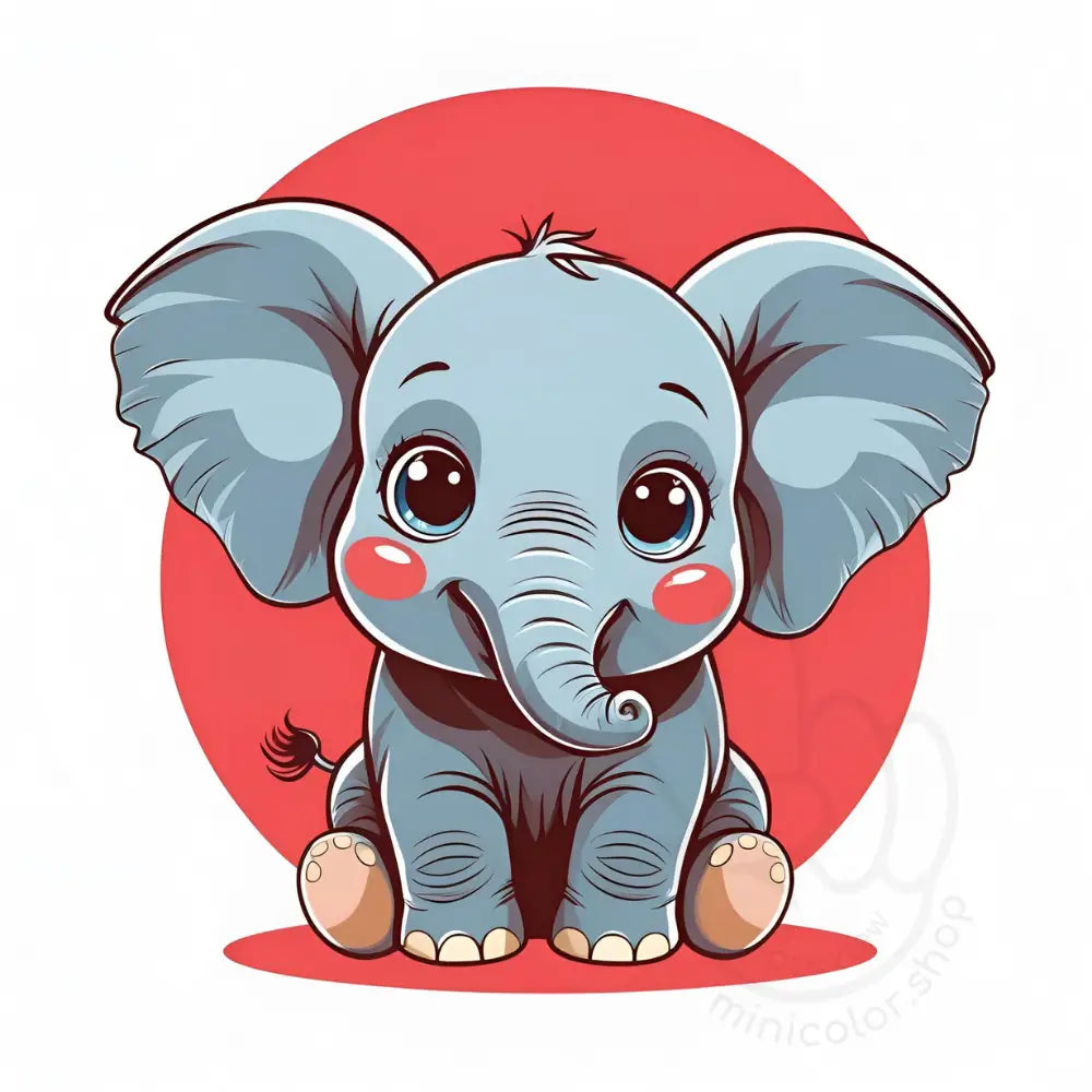 Cartoon elephant with red background