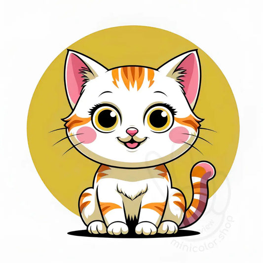 Cat on yellow circle