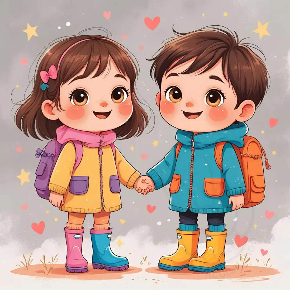 Cute boy and girl together