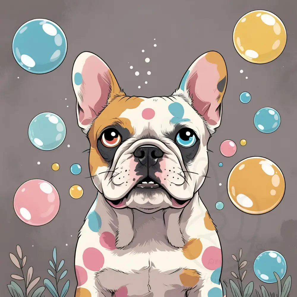 Cute bulldog with bubbles
