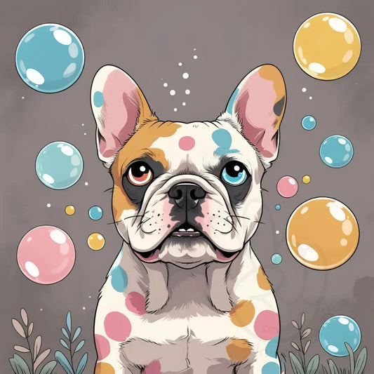 Cute bulldog with bubbles