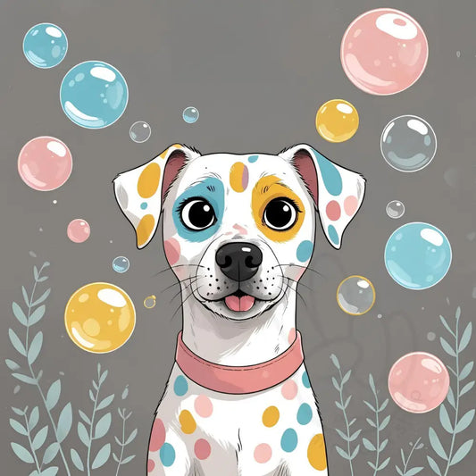 Cute dog with bubbles