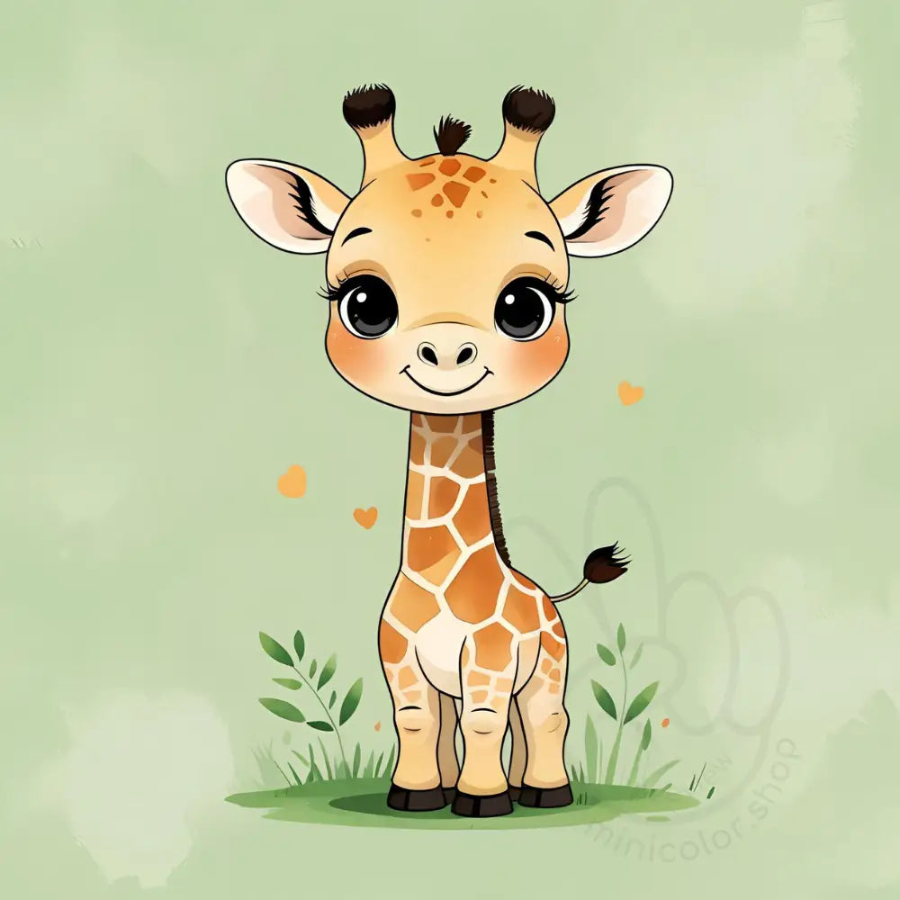 Cute giraffe with green background