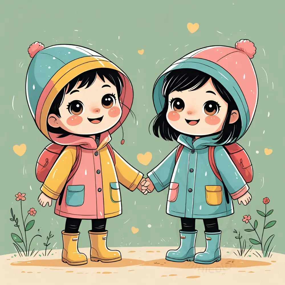 Cute kids in raincoats