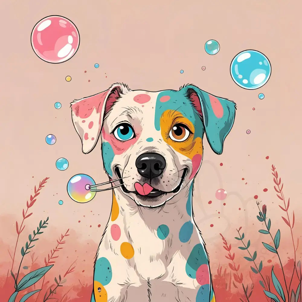 Dog blowing bubbles