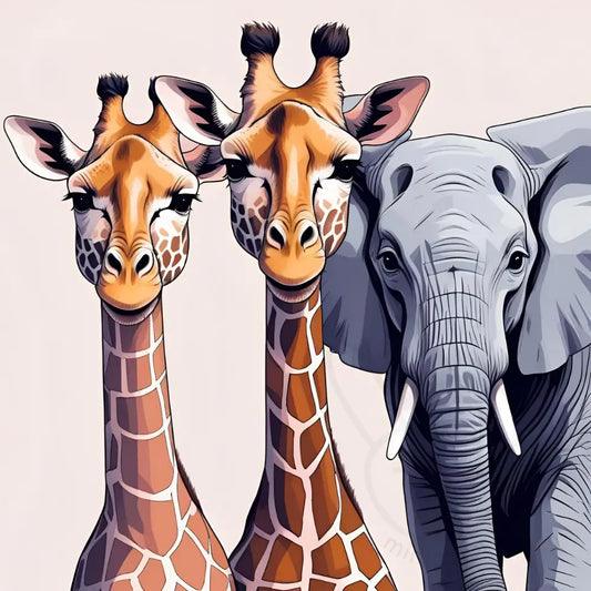 Elephant and giraffes