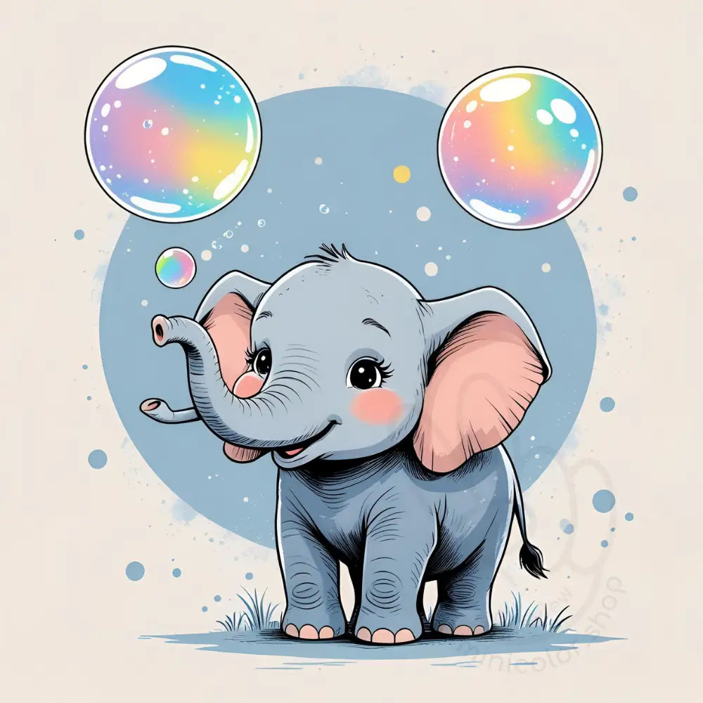Elephant playing with bubble