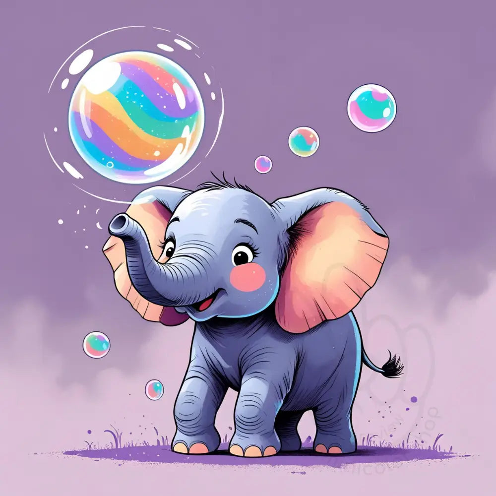 Elephant sitting with bubble