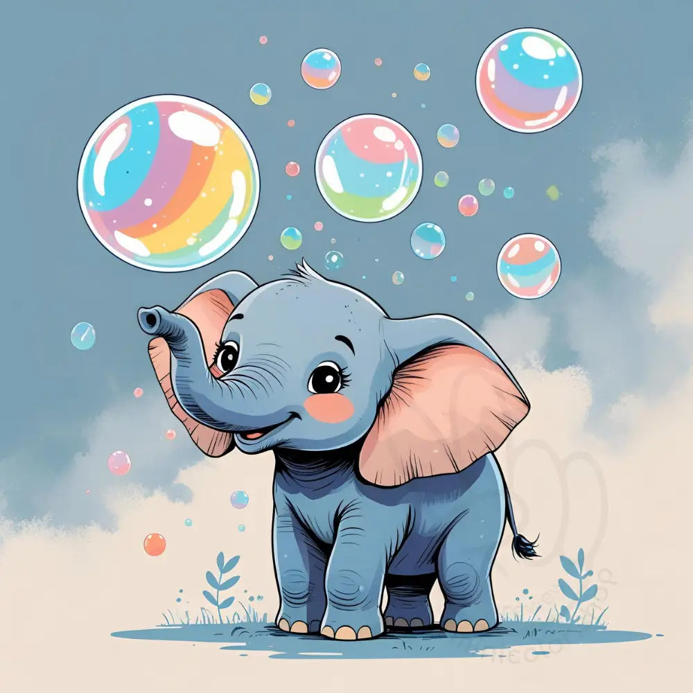 Elephant smiling with bubble