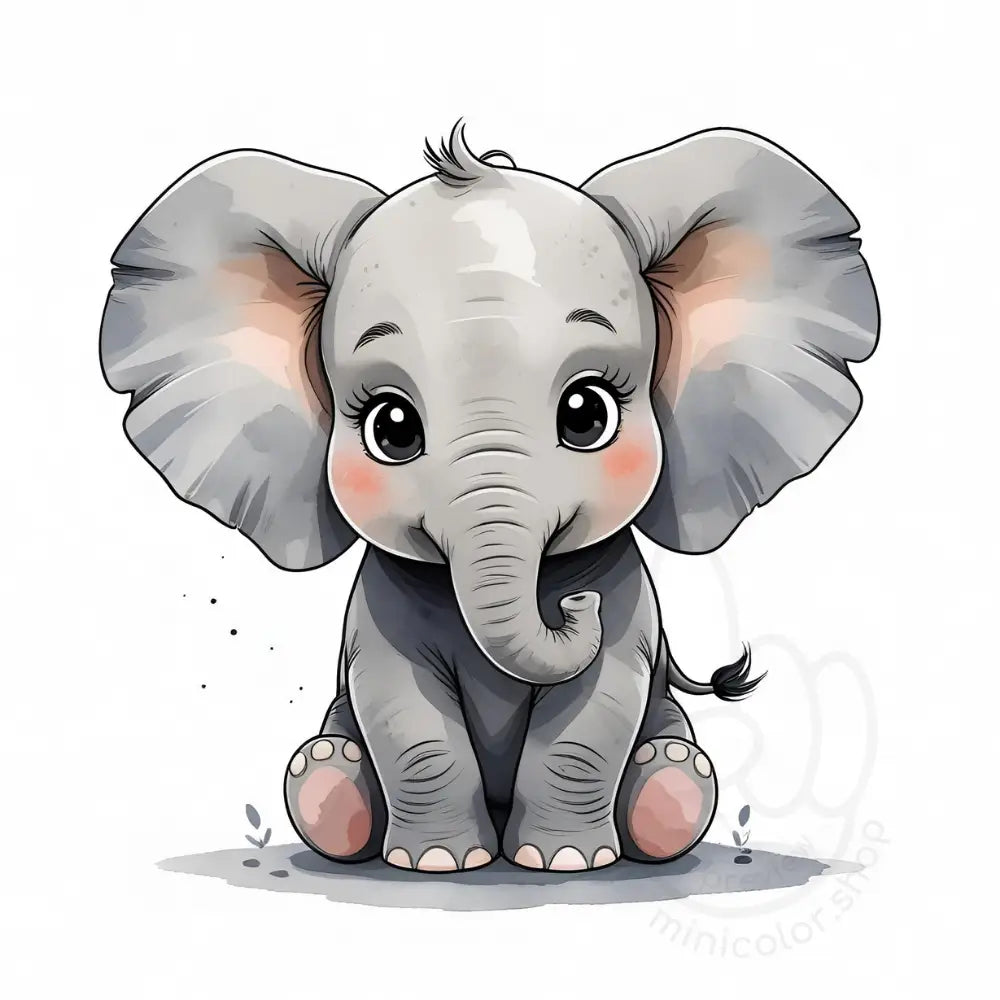 Elephant with blue-grey skin on light background