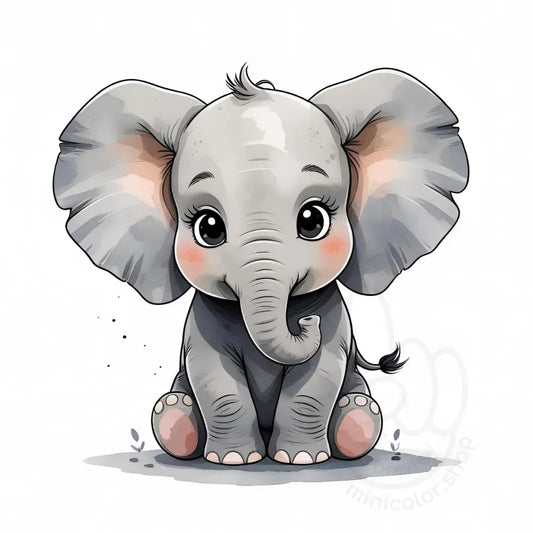 Elephant with blue-grey skin on light background
