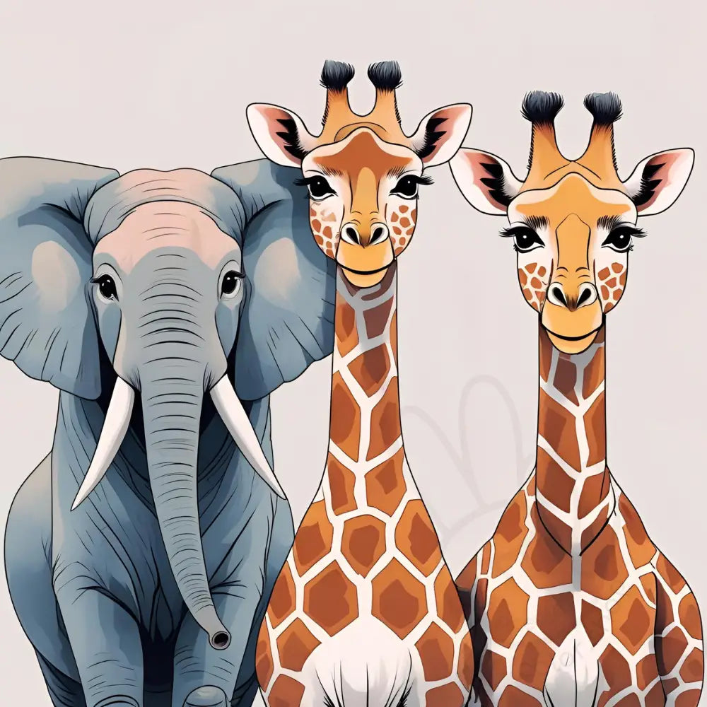 Elephant with giraffes