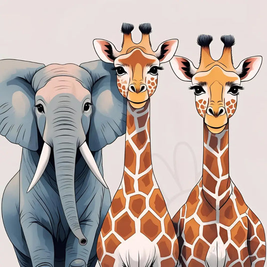 Elephant with giraffes