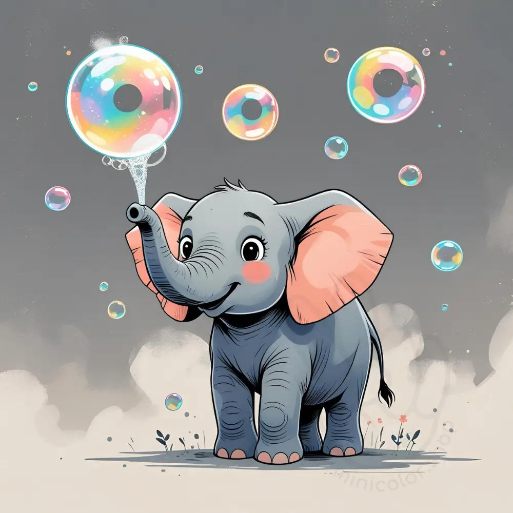 Elephant with raised trunk and bubble