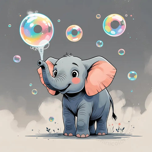 Elephant with raised trunk and bubble
