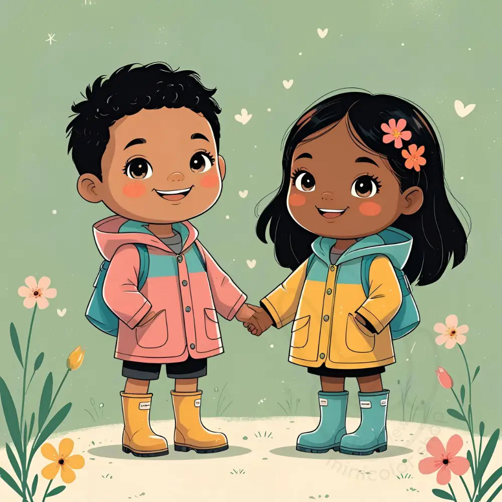 Friends in colorful coats