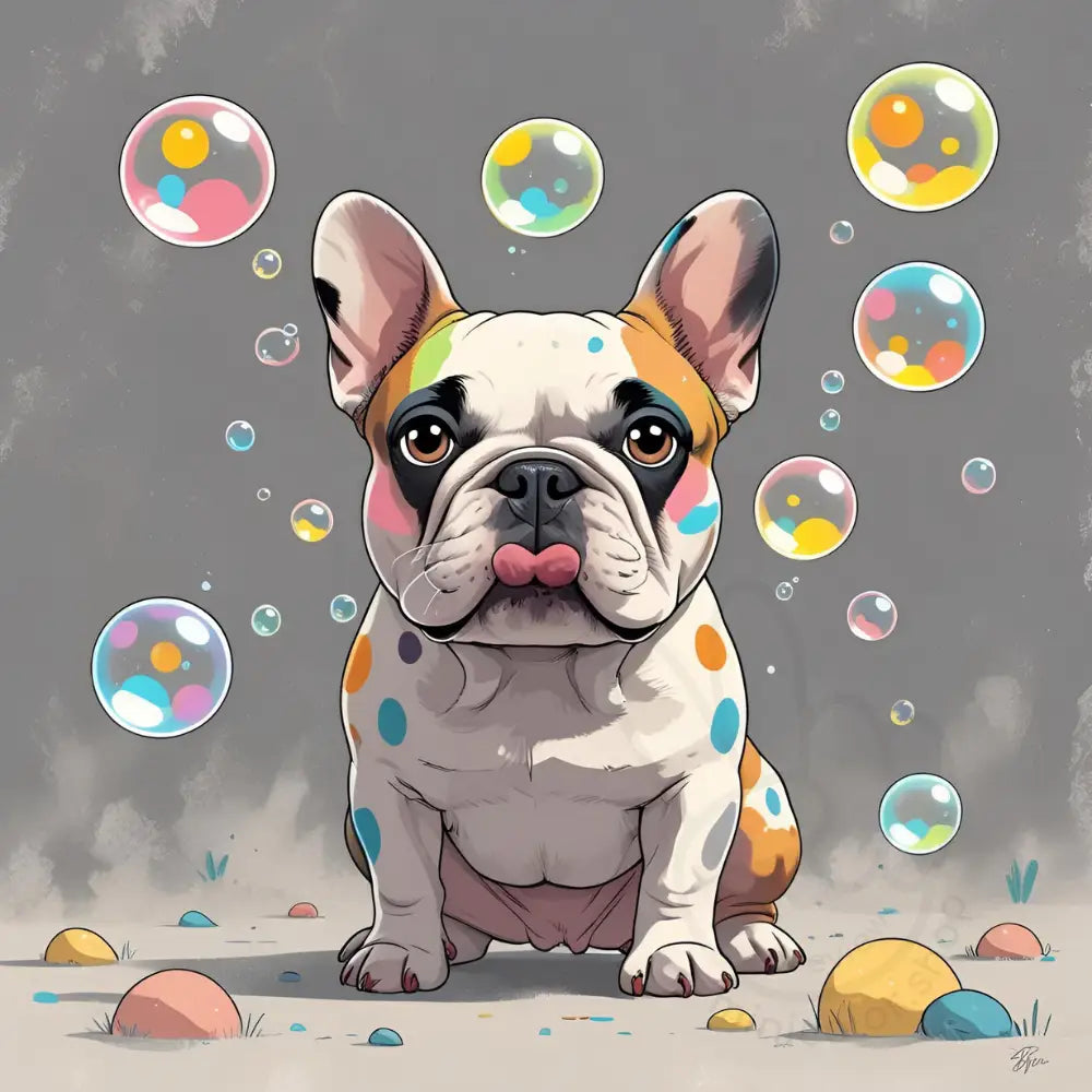 Funny bulldog with bubbles