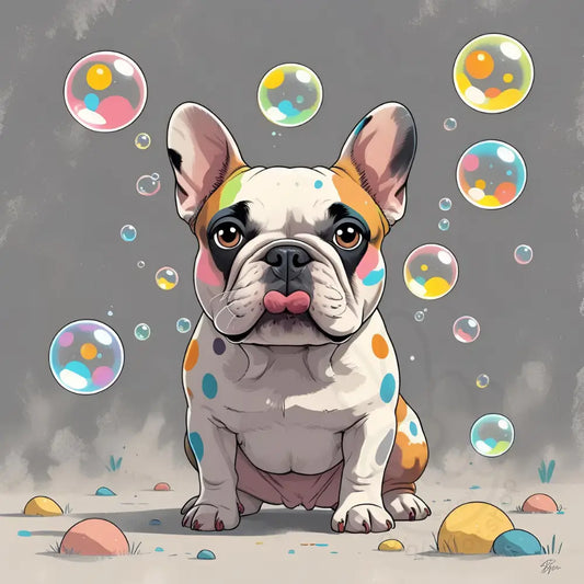 Funny bulldog with bubbles