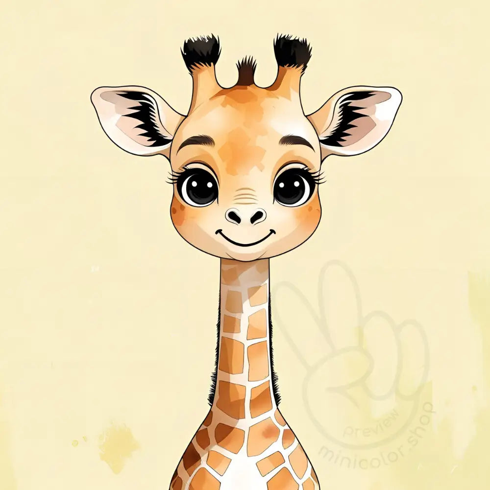 Giraffe on pale yellow