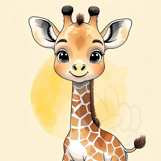 Giraffe on yellow circle