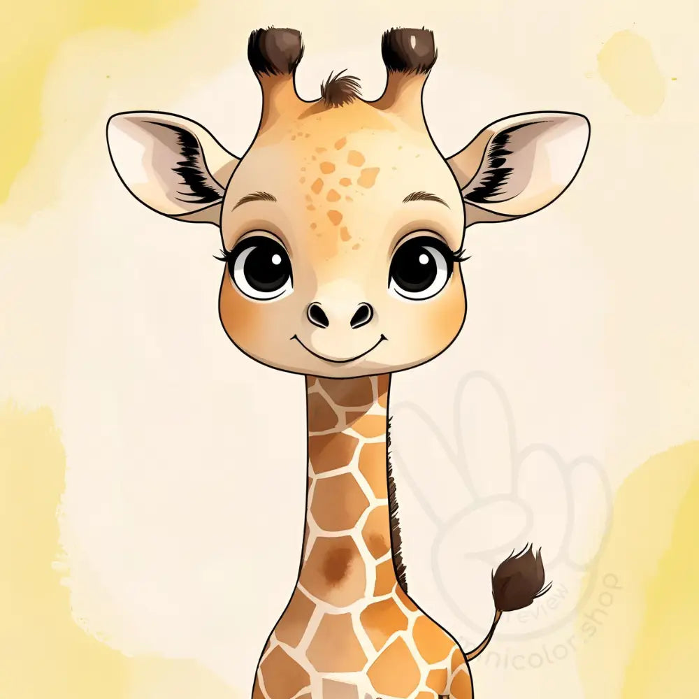 Giraffe with watercolor splashes