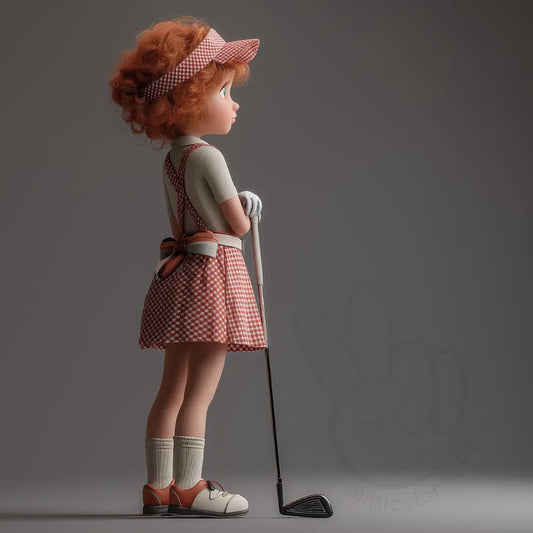 Girl golfer on dark background Printable Poster