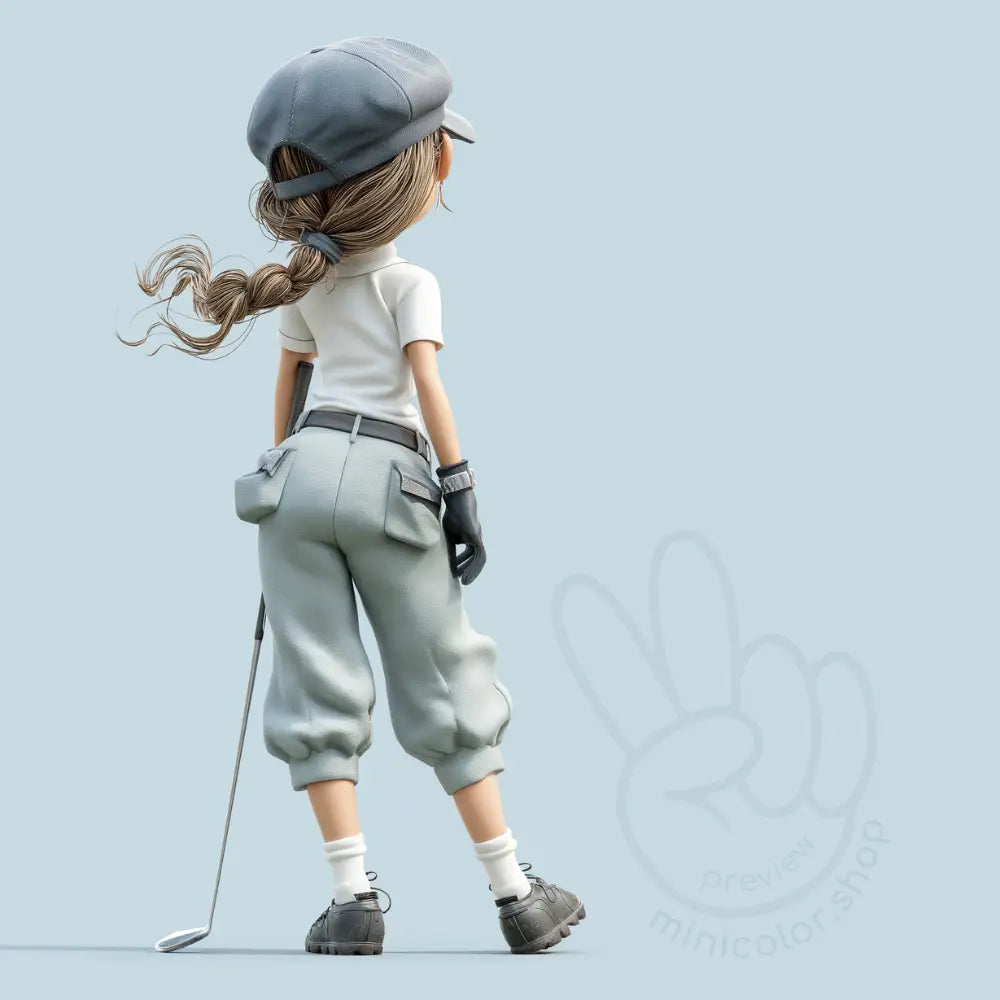 Girl golfer seen from behind Printable Poster
