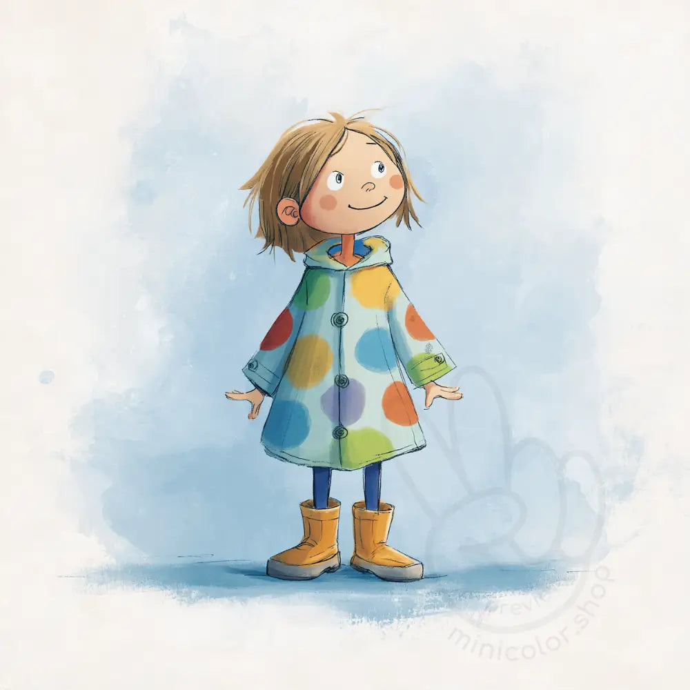 Girl in dotty raincoat