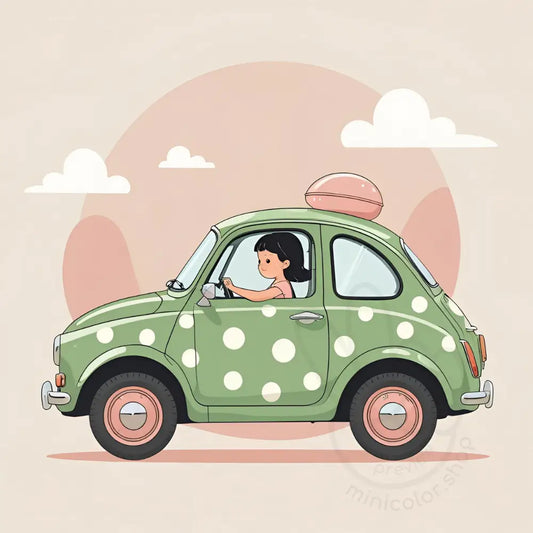 Girl in green car