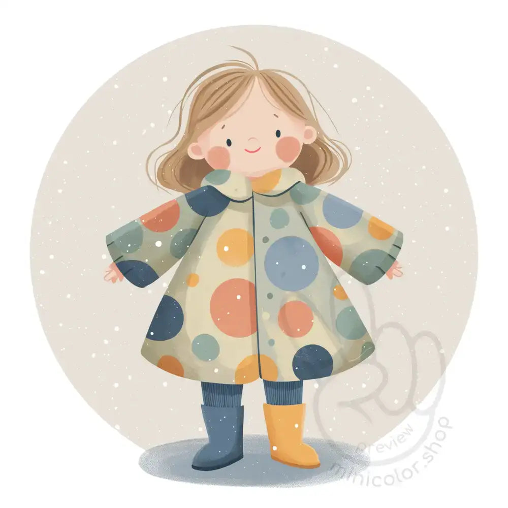 Girl in spotty raincoat