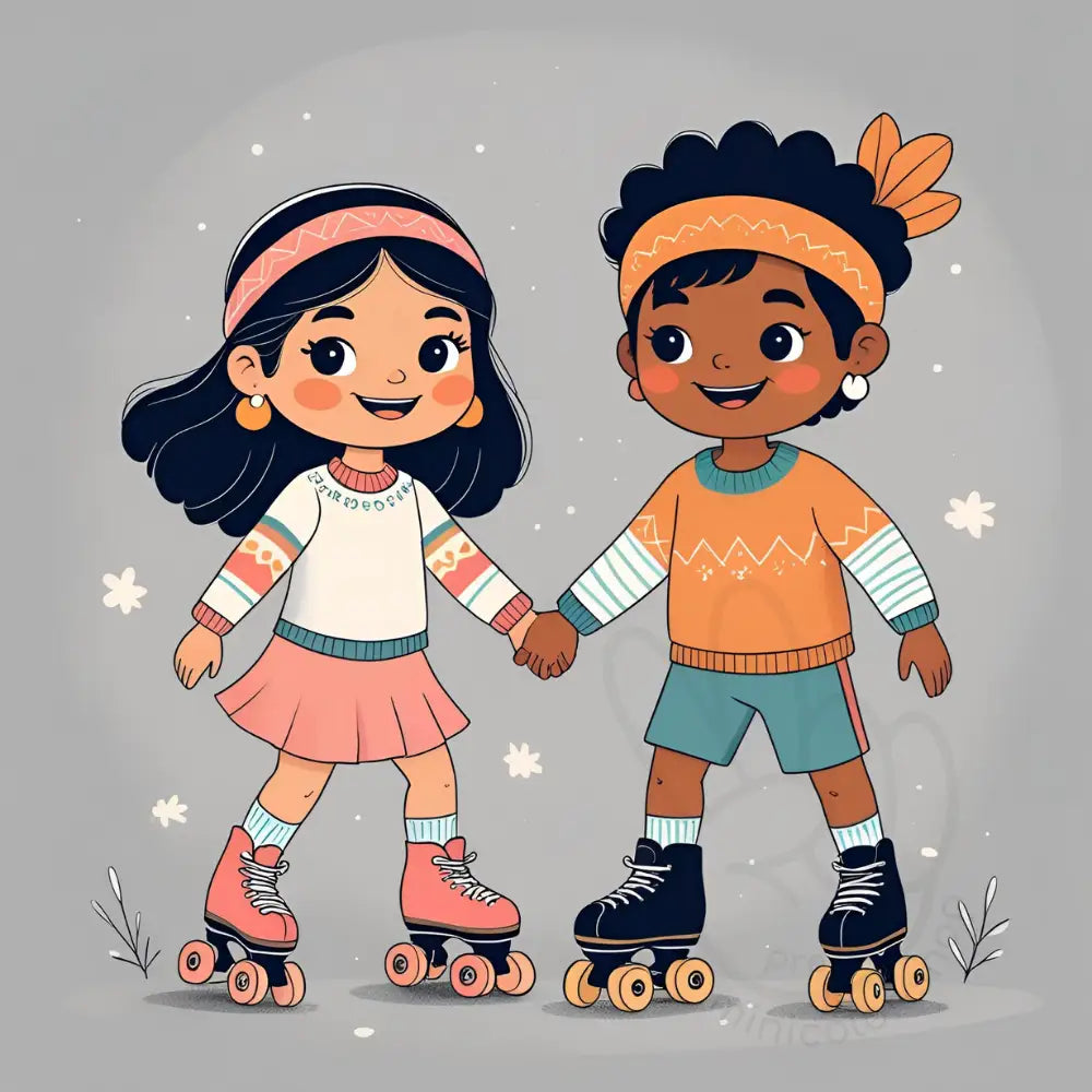 Girls roller skating