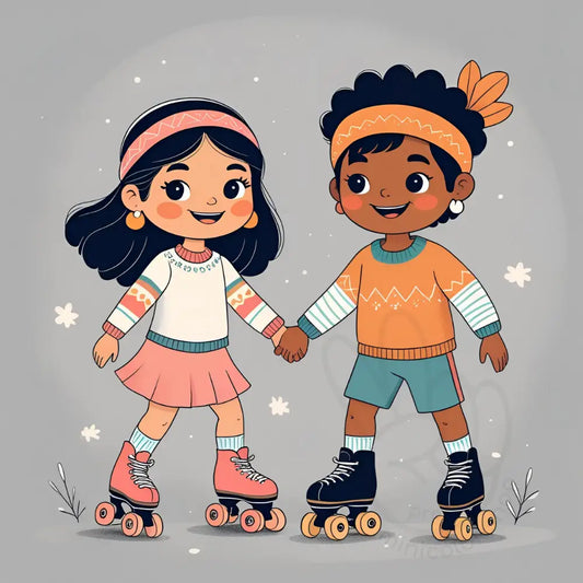 Girls roller skating