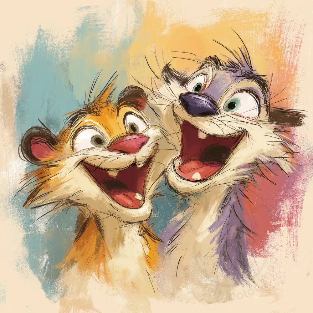 Happy animal duo portrait Printable Poster