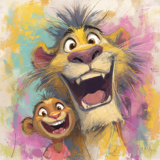 Happy lion family illustration Printable Poster
