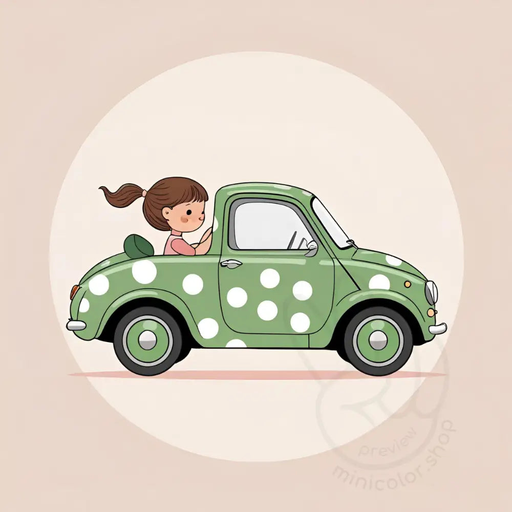 Happy ride in green car