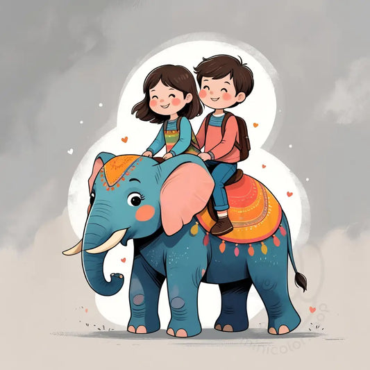 Kids on elephant ride